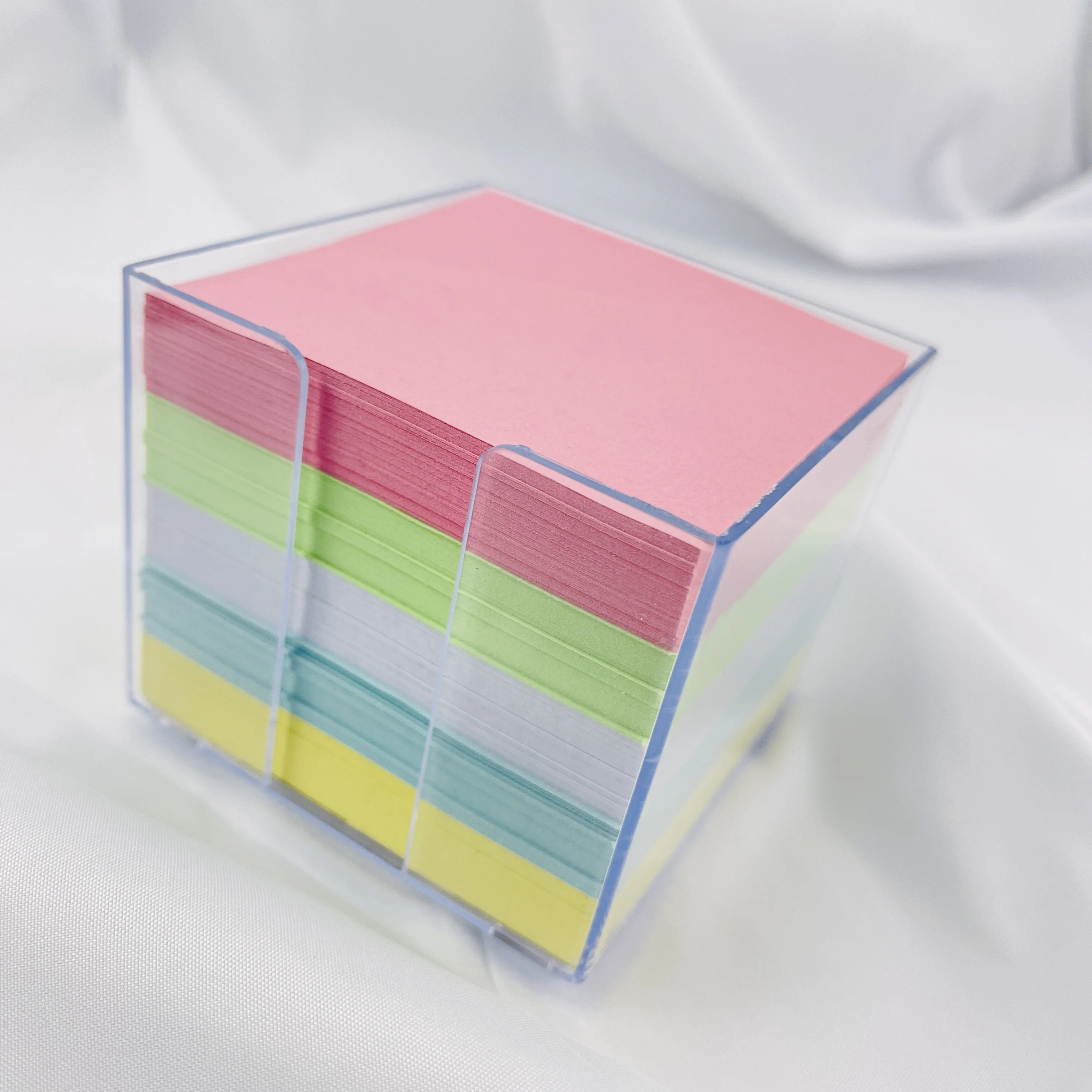 Set, 700 Sheets Note Paper & 1pc Storage Box, Desktop Rectangular Acrylic Transparent, Student Dorm Stationery Sundries Storage