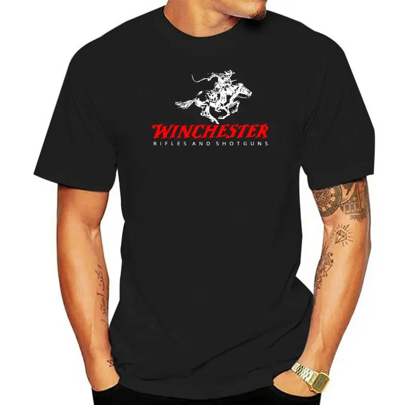 

New Fashion New Winchester Rifle and Shotguns Logo Men Black T-Shirt Size Custom Print Casual O-Neck Top Tee 100% Cotton