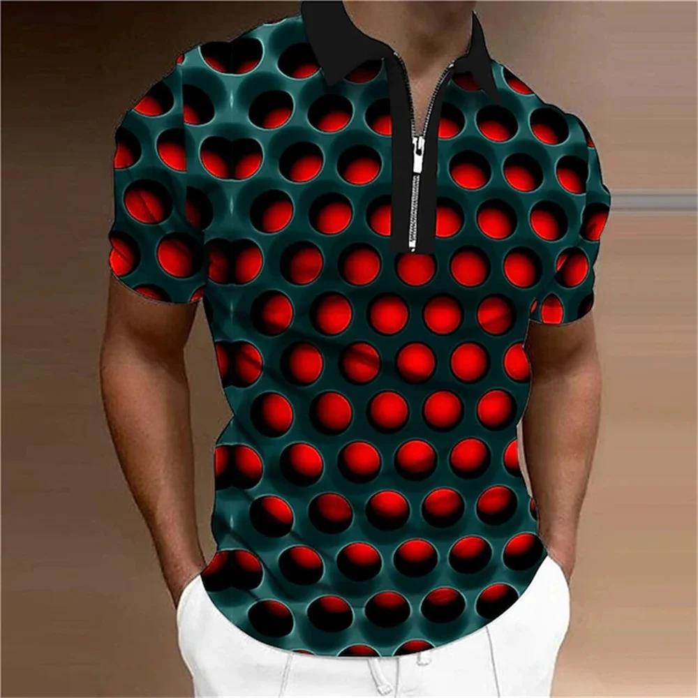 Men's 3D Optical Illusion Polo Shirt Summer Breathable