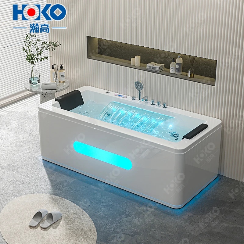 

Роскошная белая акриловая спа-ванна, современный дизайн, гидромассажная прямоугольная форма, 2-местная чашка для замачивания в ванной комнате