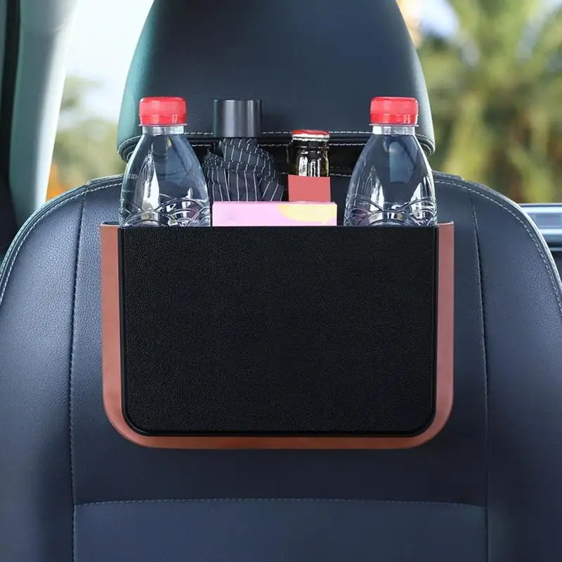 Car Seat Back Storage Box ABS Waterproof Rear Mounted Trash Can Car Seat Back Organizer Box Multi Function Storage Bags