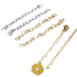 10pcs/lot 50mm Heart Extended Extension Tail Chain Connector For DIY Jewelry Making Findings Bracelet Necklace Accessories