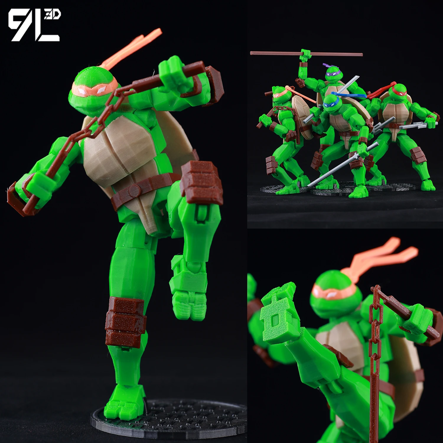 9L3D TMNT Lucky13 متعدد المفاصل أنيمي الشكل روبوت نموذج مفصل تحصيل الإجهاد الإغاثة التجمع لعبة مجسمة قسط هدية T13