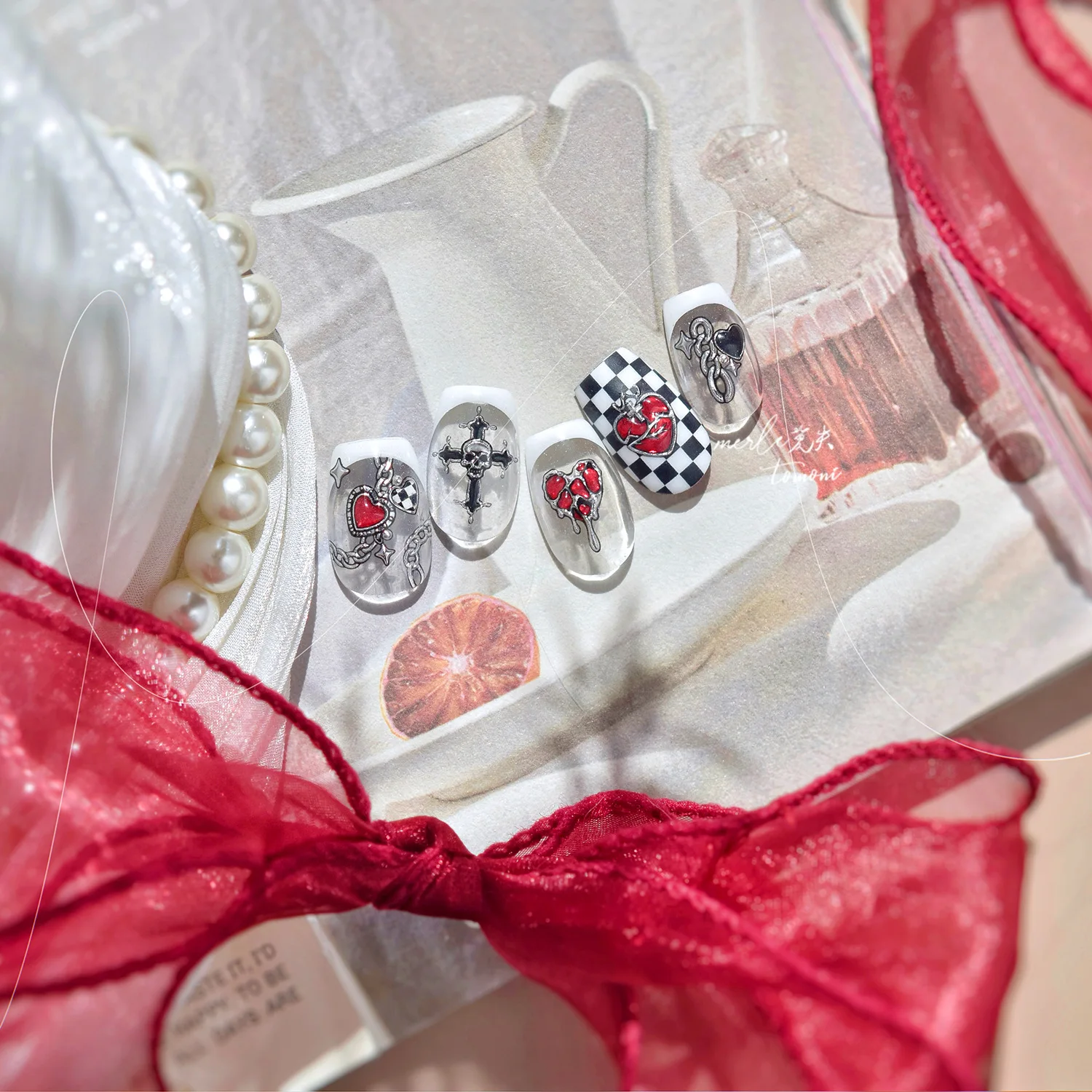 

Ardently Silver Lava Coffin Chain Lock Cool Irregular Heart Bowknot Gird Skeleton Stars Moon Nail Art Stickers Manicure Decals