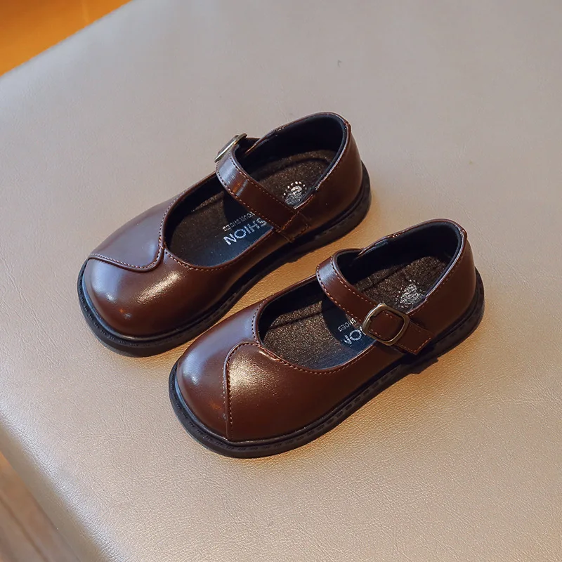 

Simple Girls Shoe Anti Slip Leather Shoe Spring New Casual Shoes Soft Soled Princess Shoes Black Single Shoe Fashion Kids Shoes