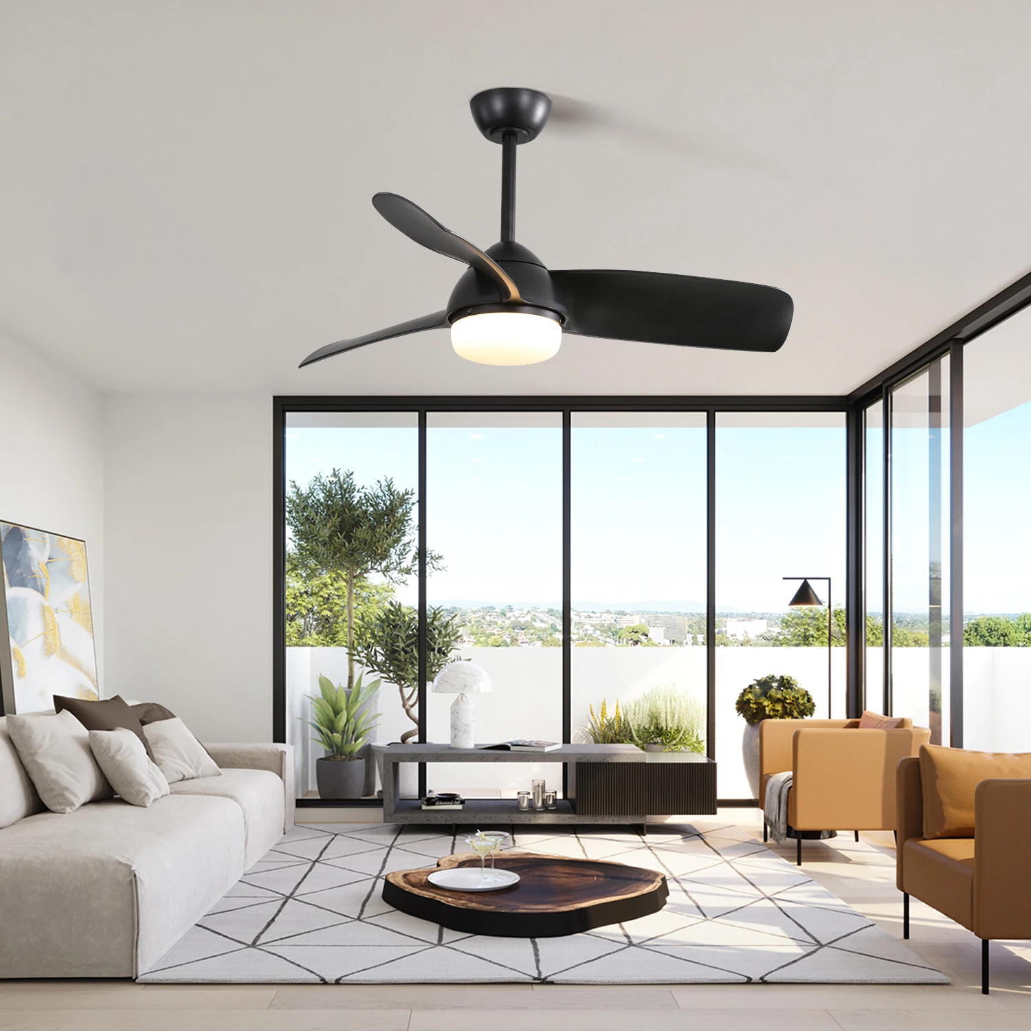 

Sofucor Modern 42-inch Ceiling Fan with LED Reversible DC Motor 6-speed High wind 3 ABS Blade and Remote control