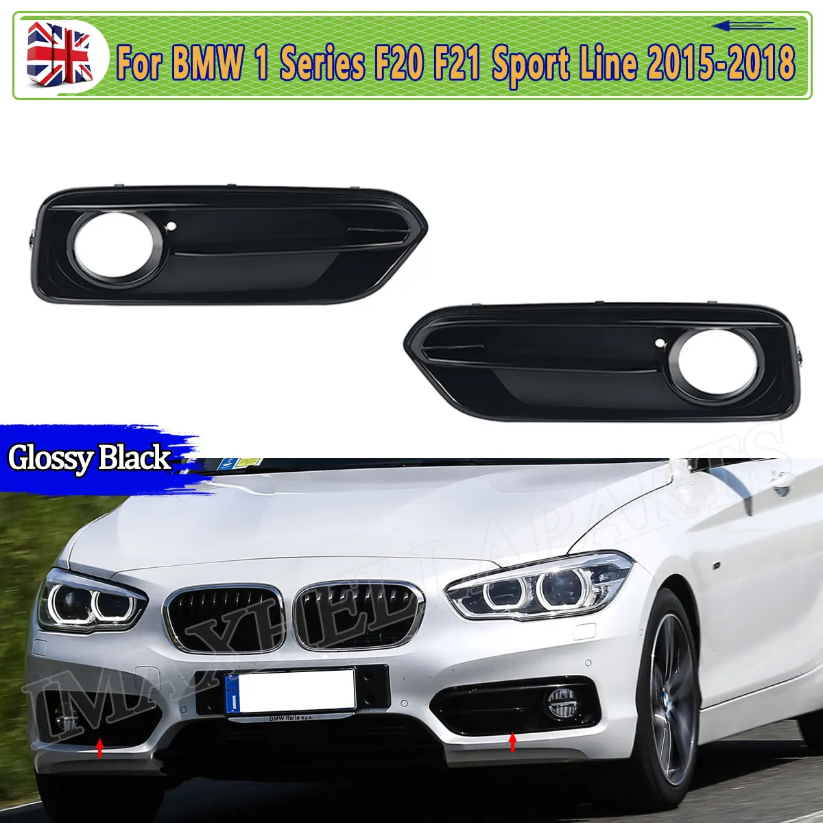 

Front Bumper Fog Light Case For BMW 1 Series F20 F21 118d 120i LCI Sport 2015 2016 2017 2018 2019 A Pair Black Fog Lamp Frame