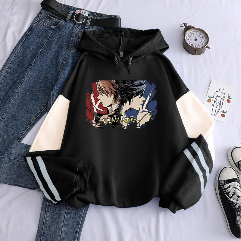 Death Note Anime Sweatshirt L Lawliet And Light Yagami Boy Showdown Print Hooded Men Women Manga Hoodies Harajuku Streetwear