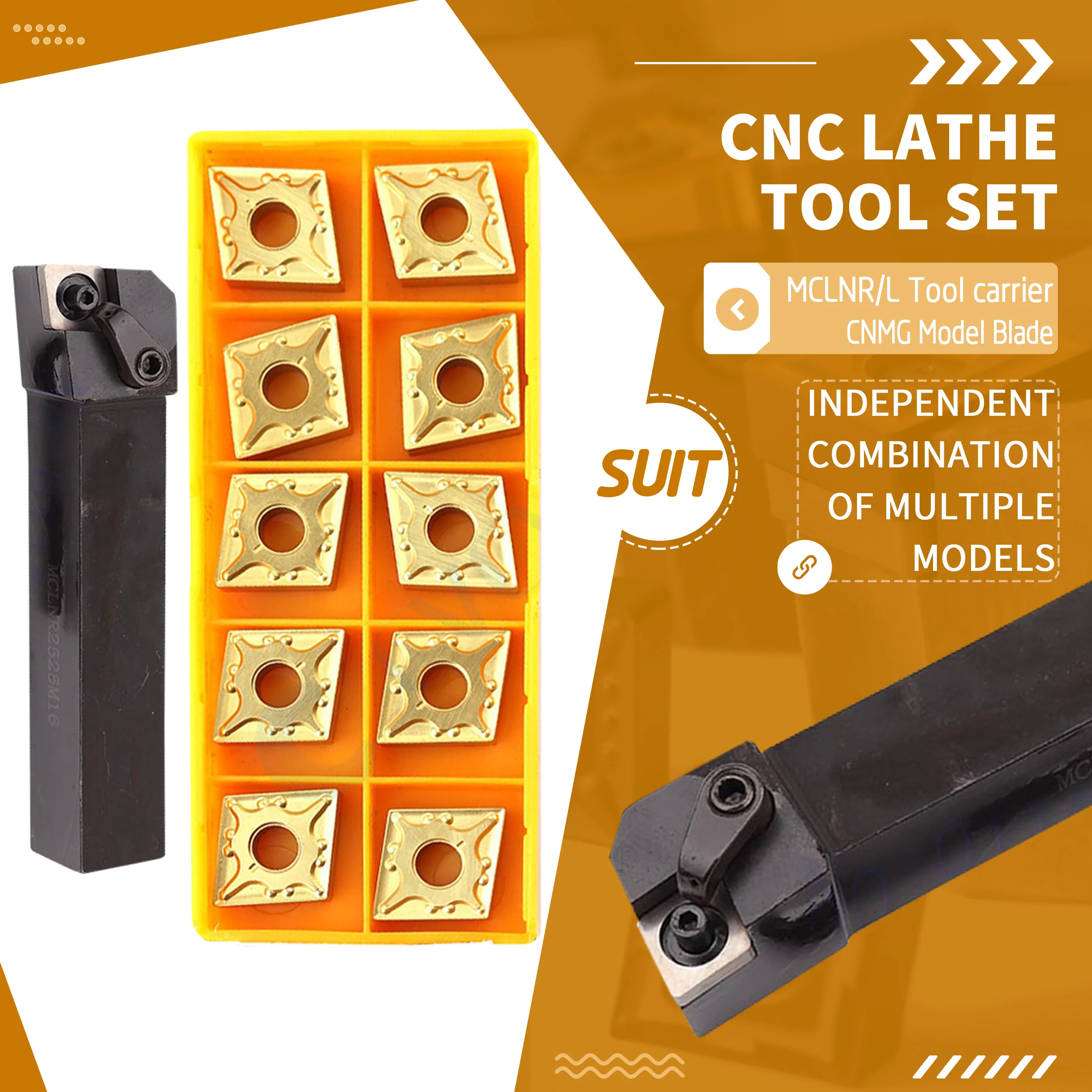 1pc Holder MCLNR2020K12 MCLNR2525M12 Tool portautensili per tornitura esterna + 10 pezzi CNMG inserti in metallo duro Set di utensili per tornio