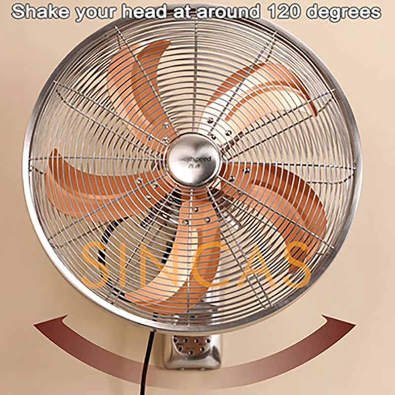 Metal Wall Fan Industrial Retro Design Heavy Duty Iron Blades Commercial Home High-Power Airflow 16 Inch for Restaurant Use