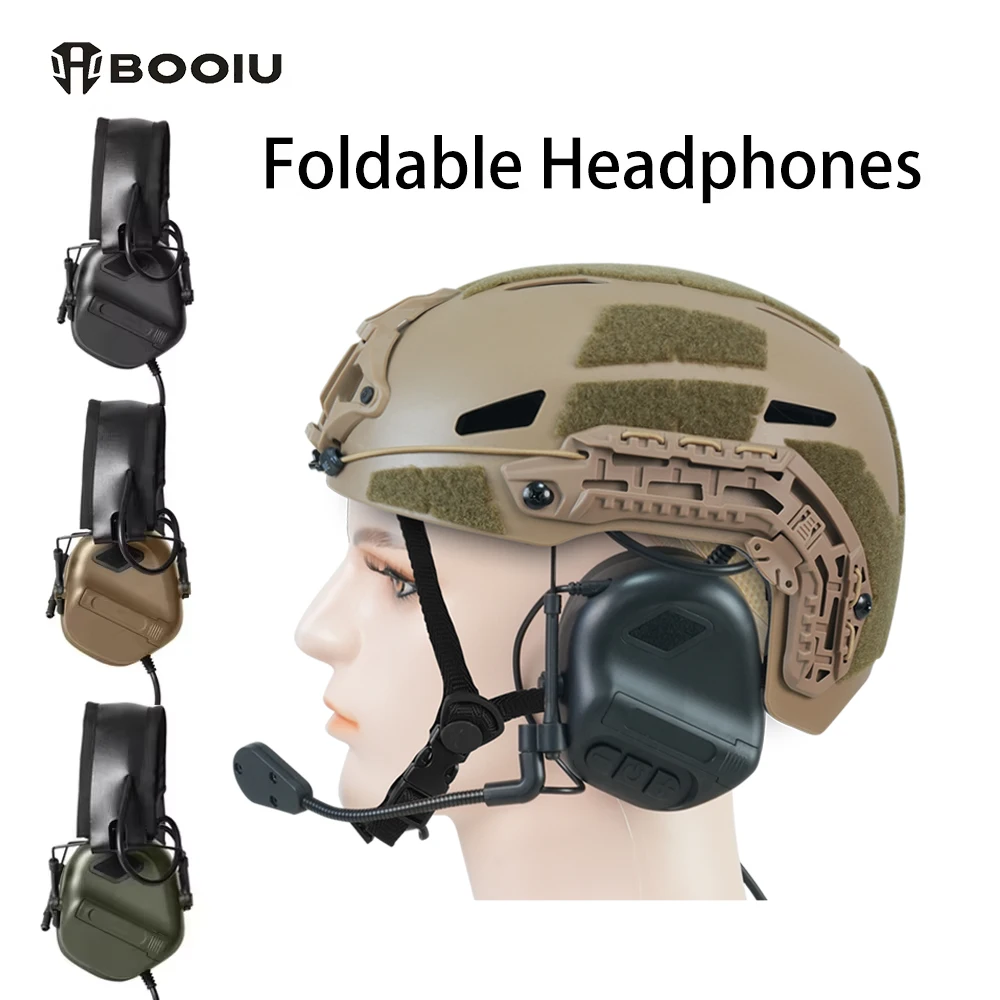 

BOOIU Tactical Headphones Shooting Protection Hearing Folding Earmuffs Sports Outdoor Hunting Headset Installation Accessories