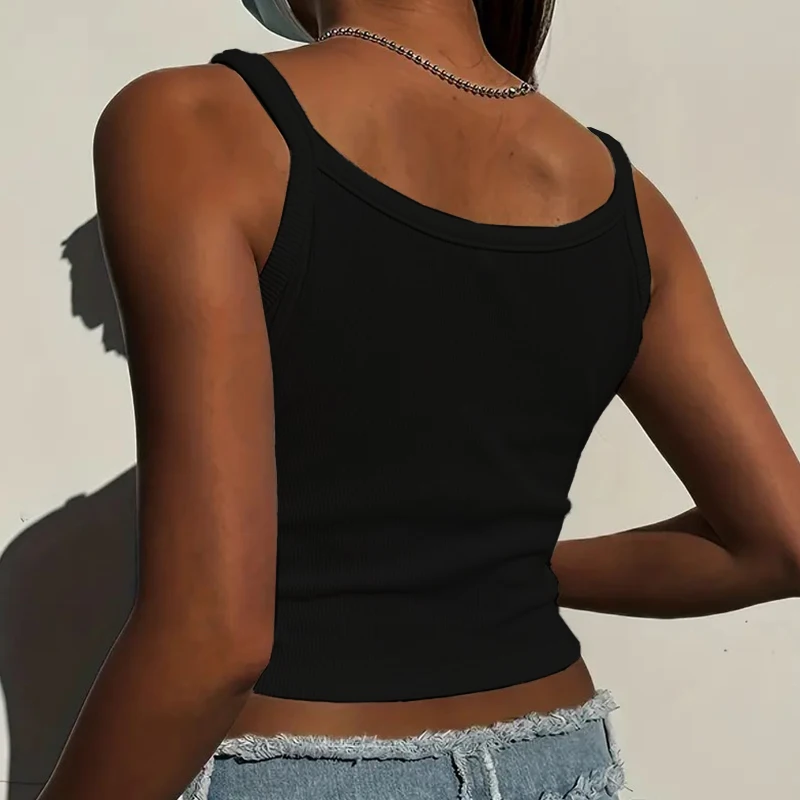 Women S Fashion Lace Tank Tops Sleeveless Vests Summer Slim Fit Crop Tops Y2K Harajuku Streetwear Stars Low-Cut Design T-shirt