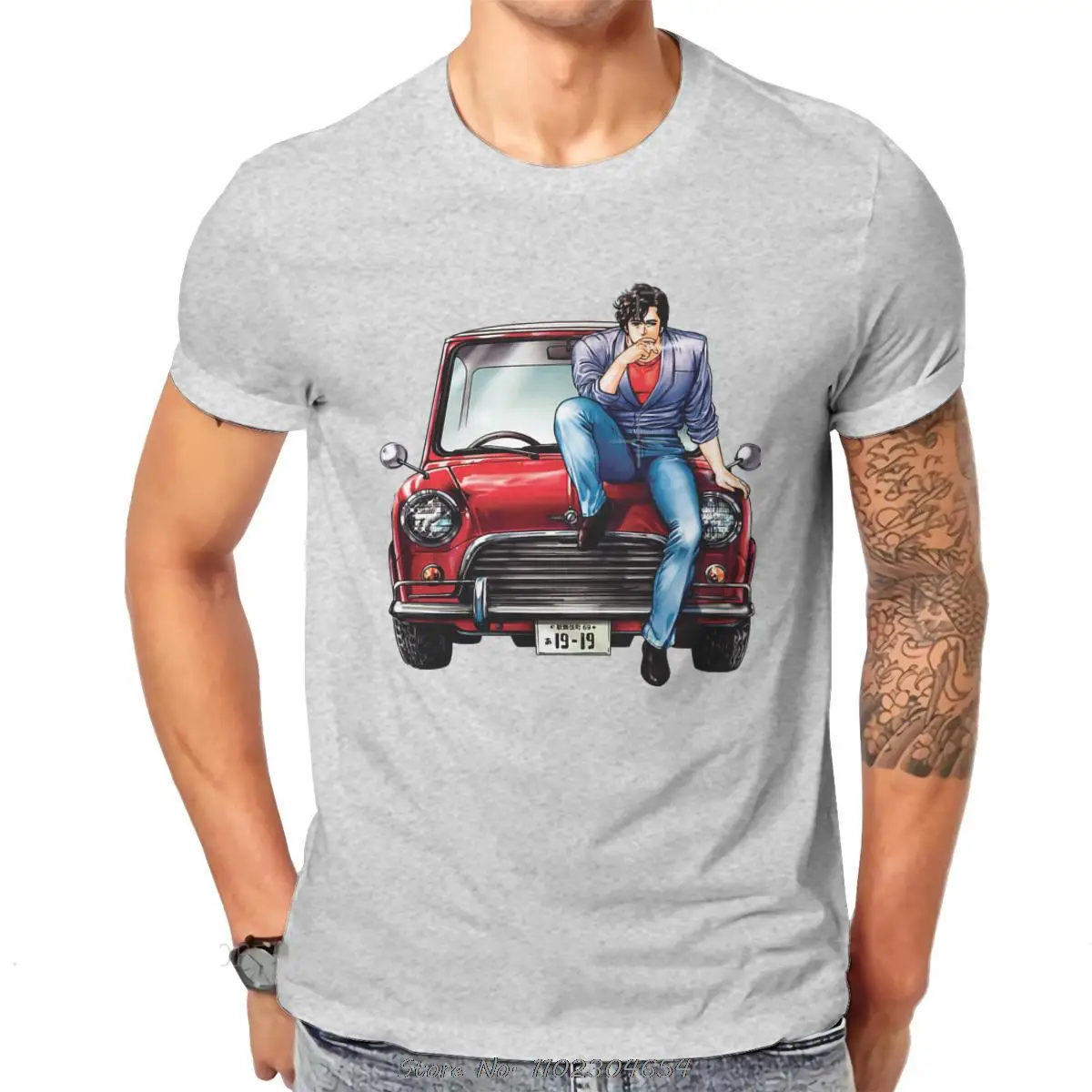 فاسق نيكي لارسون مدينة هنتر أنيمي تي شيرت مطبوع نمط تي شيرت الرجال القطن المتضخم تي شيرت Harajuku الشارع ارتداء