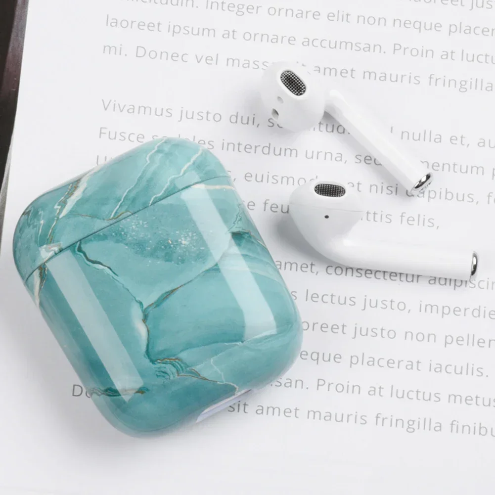 Caso de fone de ouvido de mármore casca dura capa protetora para airpods 1/2/3 pro proteção contra choque poeira caso do fone de ouvido para airpod