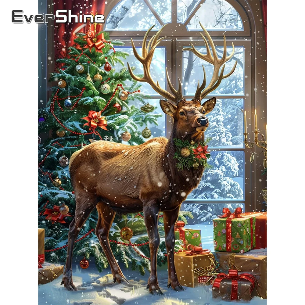 Evershine 5D DIY Diamant Stickerei Hirsch Tier Mosaik Voll Platz Runde Diamant Malerei Fenster Neue Ankunft Weihnachten Geschenke
