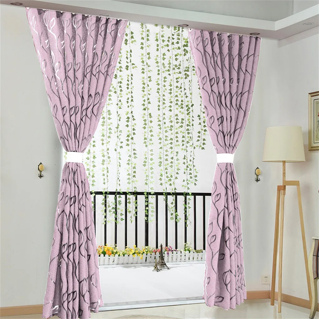 Shading Vines Leaves Tulle Sheer Curtains for Living Room Decoration Window Curtains Kitchen Modern Tulle Voile Organza Curtains