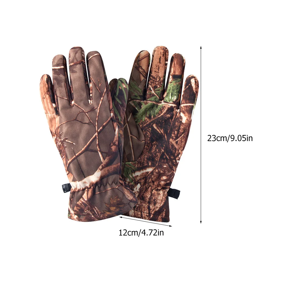 Hunting Gloves Camouflage Gear Waterproof Non-Slip Keep Warm Winter Full Finger Polar Fleece Outdoor