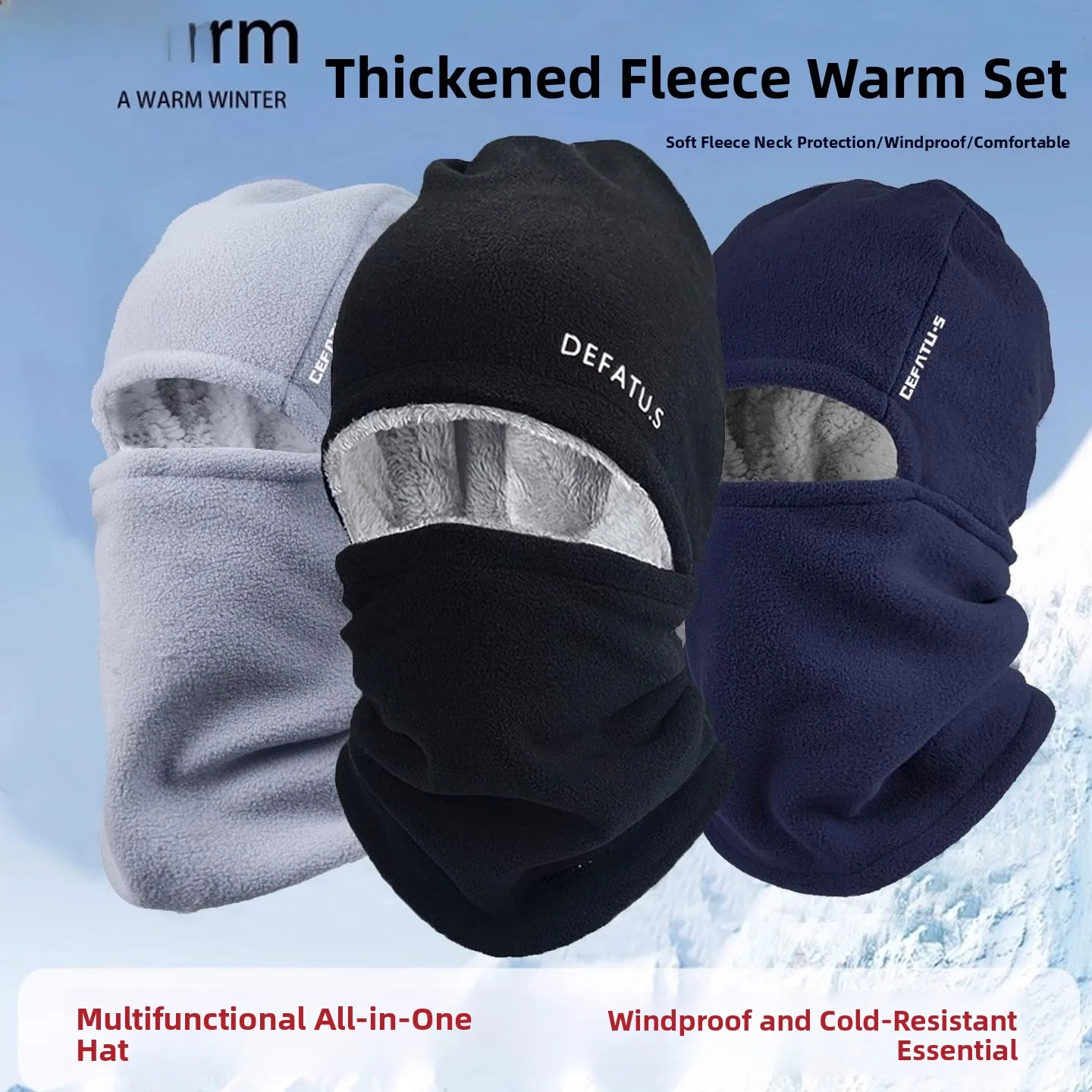 

Men's Winter Motorcycle Riding Hat Windproof Warmth Ear Cover Neck Warmer Headset Casual Embroidered Thickened Wool Blend Cap
