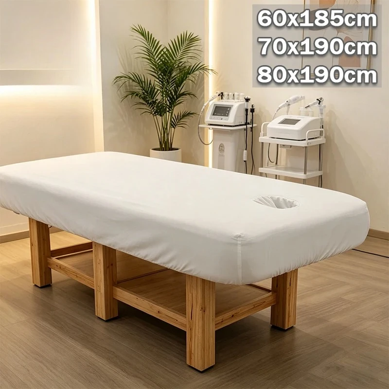 1/4pcs Massage Table Cover with Face Hole  Fitted Sheet Elastic Edge Non Slip Washable Reusable Bedding Multi-scene Salon Use