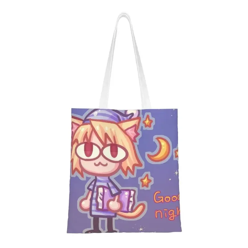 Custom Neco Arc Goog Night Shopping Canvas Bag Women Washable Grocery Anime Manga Tote Shopper Bags