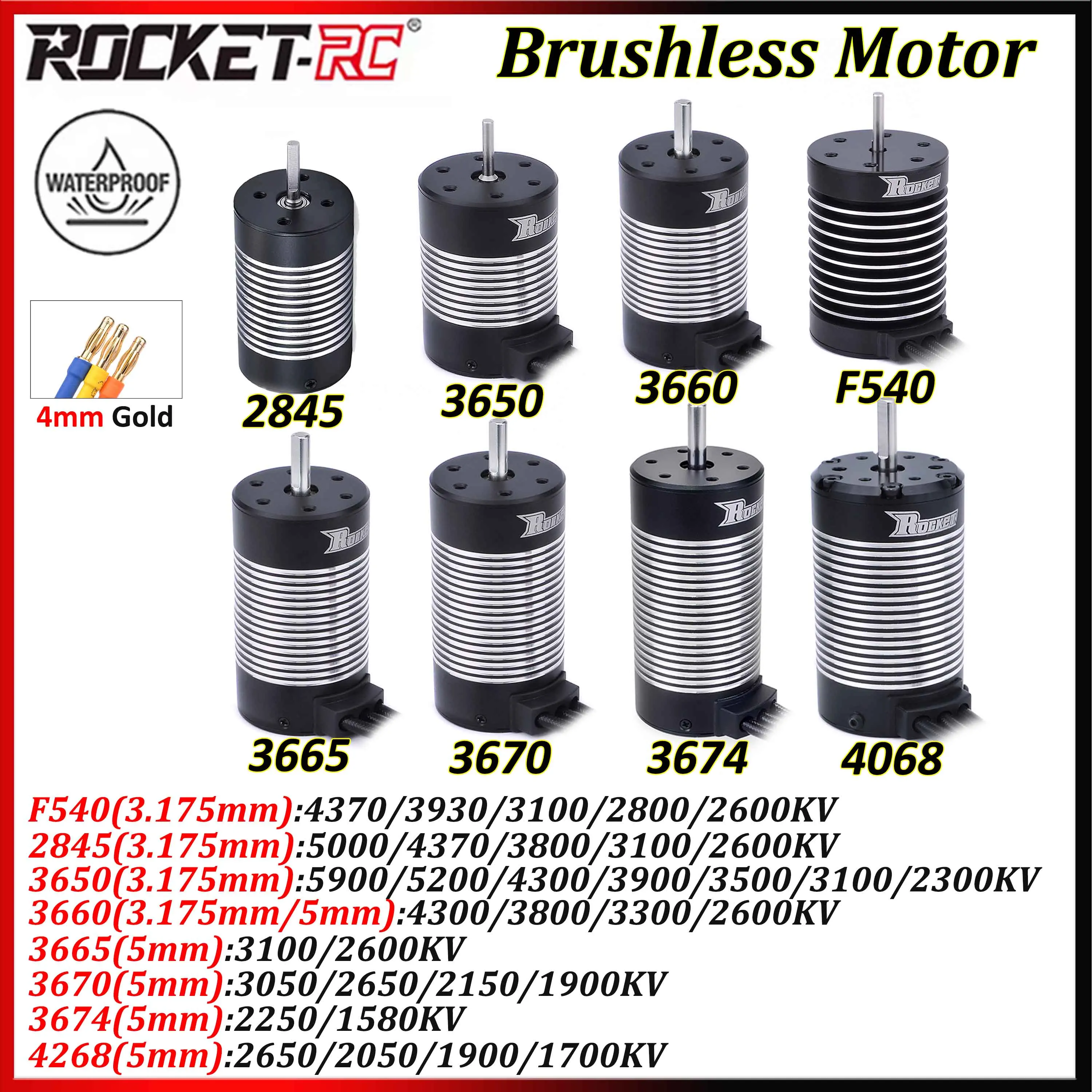 

Водонепроницаемый бесщеточный мотор Rocket 2845 F540 3650 3660 3665 3670 3674 4068 для радиоуправляемых машин и грузовиков Traxxas WLtoys 10428 12428 1/12, запчасти