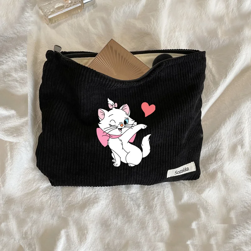 Kawaii Disney Marie Cosmetic Bag New Popular Ins Cartoon Fashion Cosmetic Bag Travel Portable Cute Storage Toiletries Bag 2024