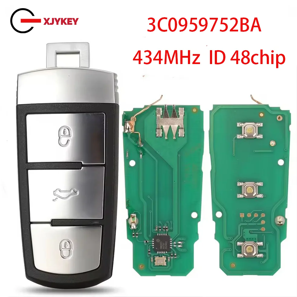 

XJY 3 Buttons Flip Smart Car Remote Key Fob with ID48 Chip For VW Passat B6 3C B7 Magotan CC 3C0959752BA 433MHZ ID48