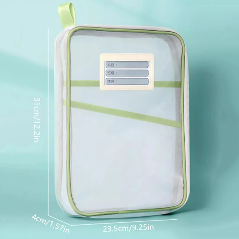 A4 Stationery Storage Bag Double-layer Mesh Zipper Bag Large Capacity Organizer Folders School Office Supplies Stationary Bag