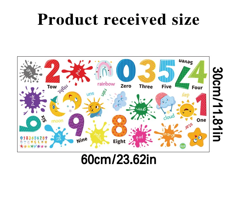 Kids room 3d number wall sticker self adhesive colorful wall art decal kindergarten school decoration