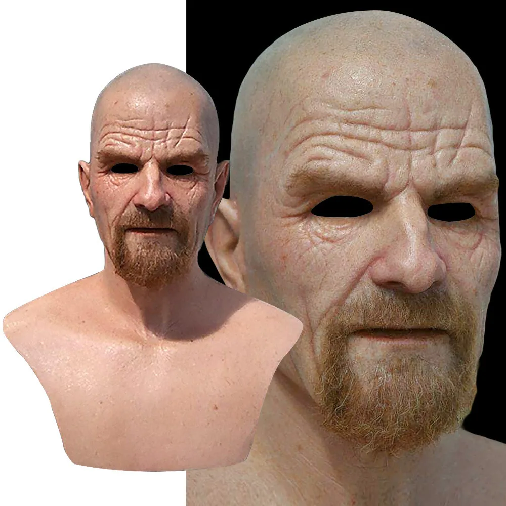 Masque en latex de simulation 3D pour adultes, parodie d'homme bel et drôle, équipement de sauna effrayant, visage complet, accessoire de fête du haut du corps, M. White, Halloween