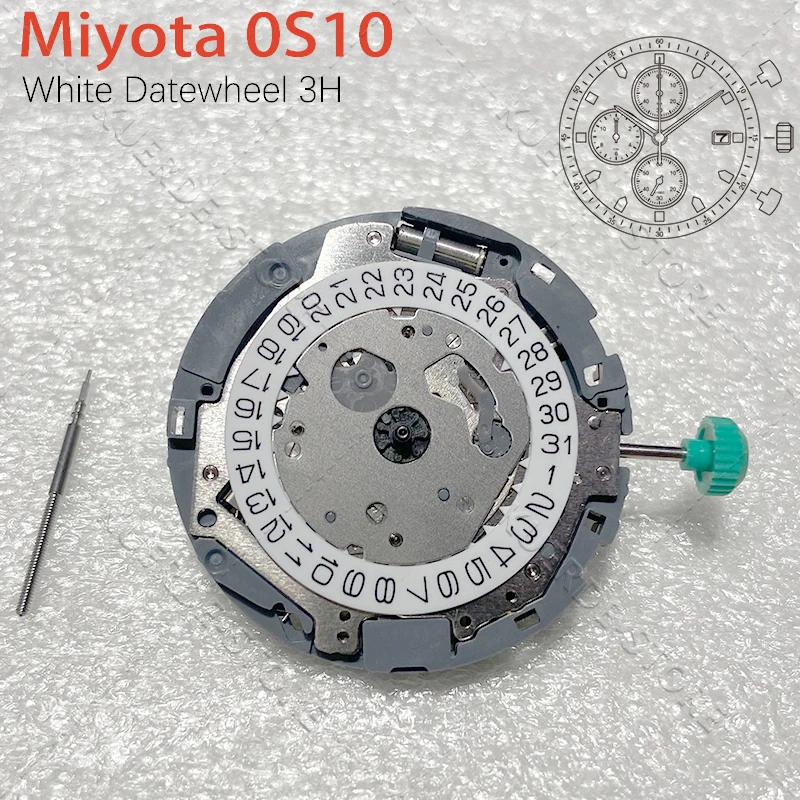 Nuevo reloj cronógrafo de cuarzo Miyota 0S10 movimiento 3 manecillas fecha SR927W batería 13 1/2 ''4,13mm piezas de repuesto de reloj