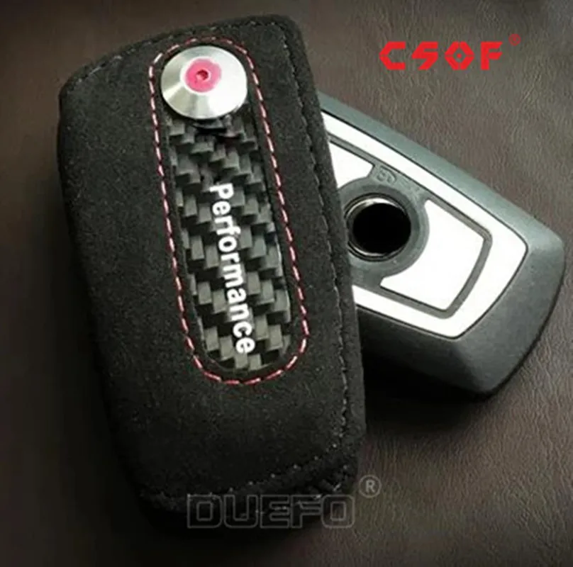 Leather Carbon Fiber Keybox Keychain Bracket Cover Bag Leather Badge for BMW X3 X4 1 3 4 5 6 7 Series 3 5 Series GT