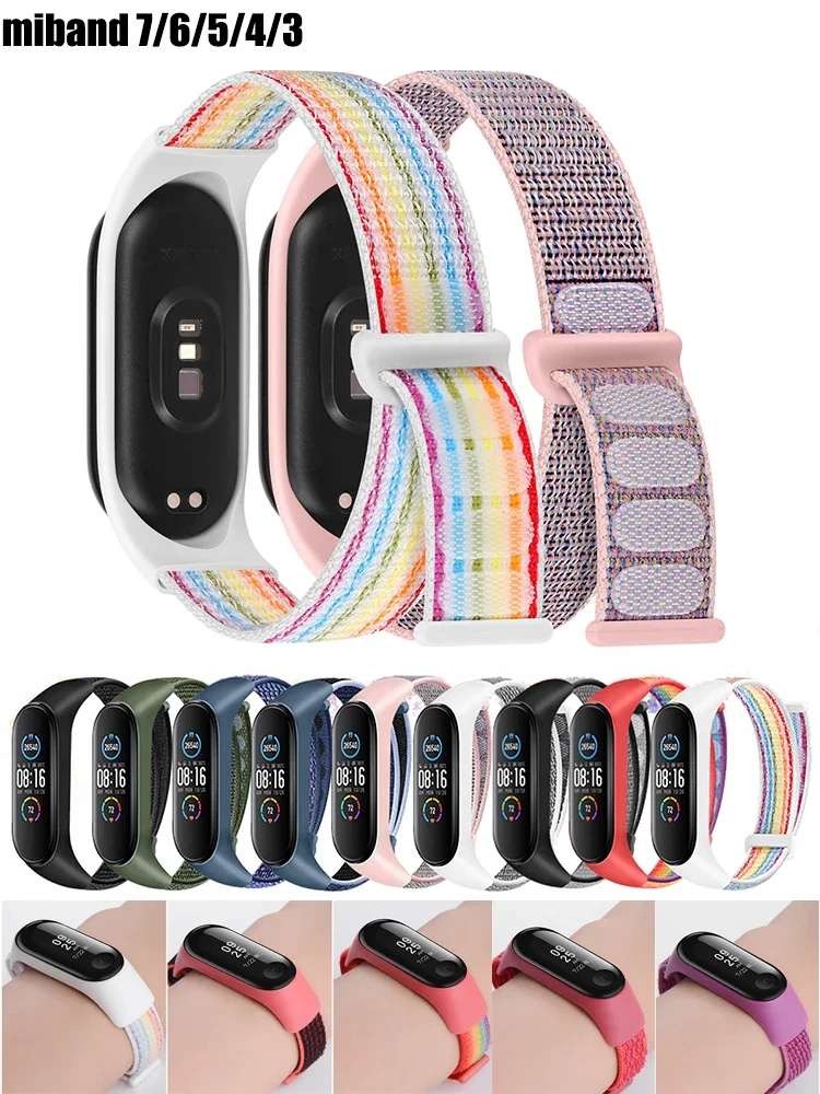 Sports loop For Xiaomi Mi Band 7 nfc smartwatch Wristband Miband7 Nylon Correa Replacement Bracelet smart band 7 6 8 5 4 3 Strap