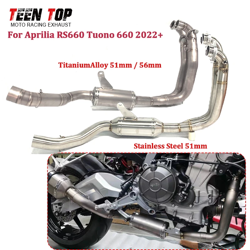 Collettore di Scarico Moto in Lega di Titanio 56mm 51mm per Aprilia RS660 Tuono660 Tubo di Scarico Anteriore Tuono 660 SUS304