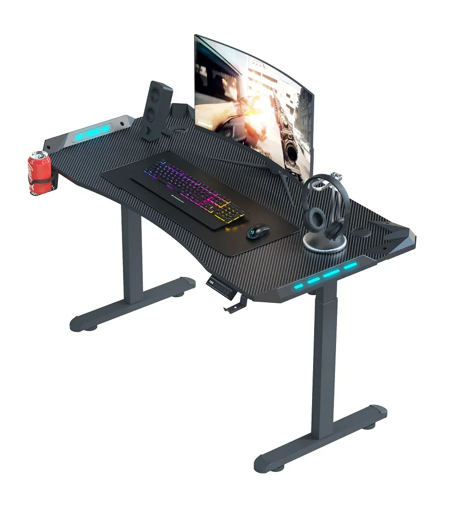 Height Adjustable PC Gamer RGB Gaming Table Motorized Ergonomic Black Sit To Stand Desk Electric Executive Standing Desk