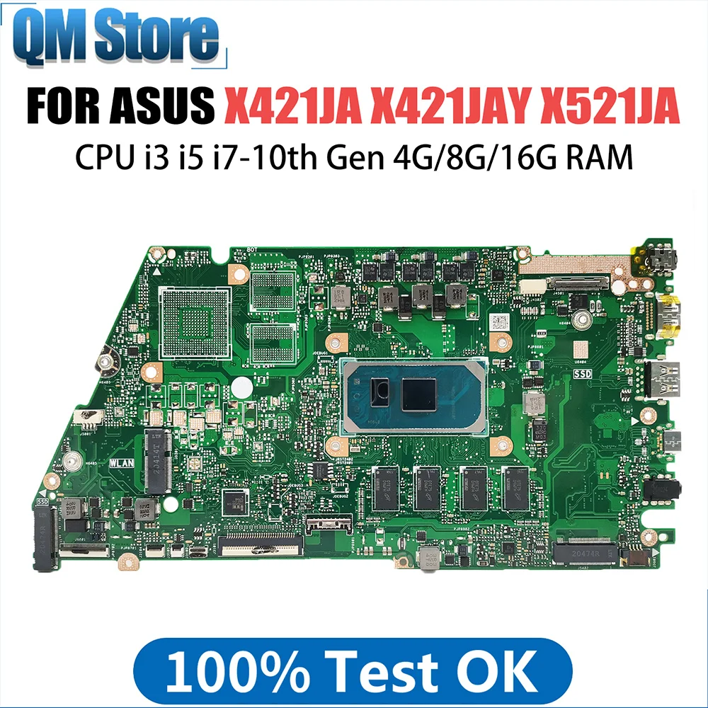 

X421JP Mainboard For ASUS X421JQ X421JFY X421JPY X421JQY X521JQ X521JQY R521JP Laptop Motherboard I5 I7 CPU 10th 8G 16G