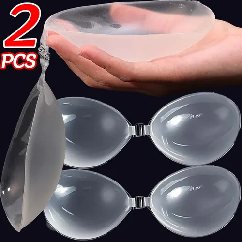 Imagen 2 del producto Sujetador Invisible de silicona transparente, pegatina para el pecho, Bralette de realce sin tirantes Sexy, Bikini nupcial para boda, pegatina adhesiva para el pecho