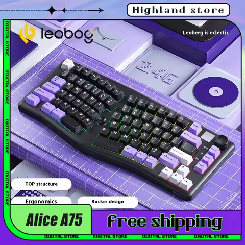 Leobog Alice A75 Mechanical Keyboard Ergonomics Keyboard 3Mode 2.4G Bluetooth Wireless Hot swap RGB Gamer Keyboard custom Gift