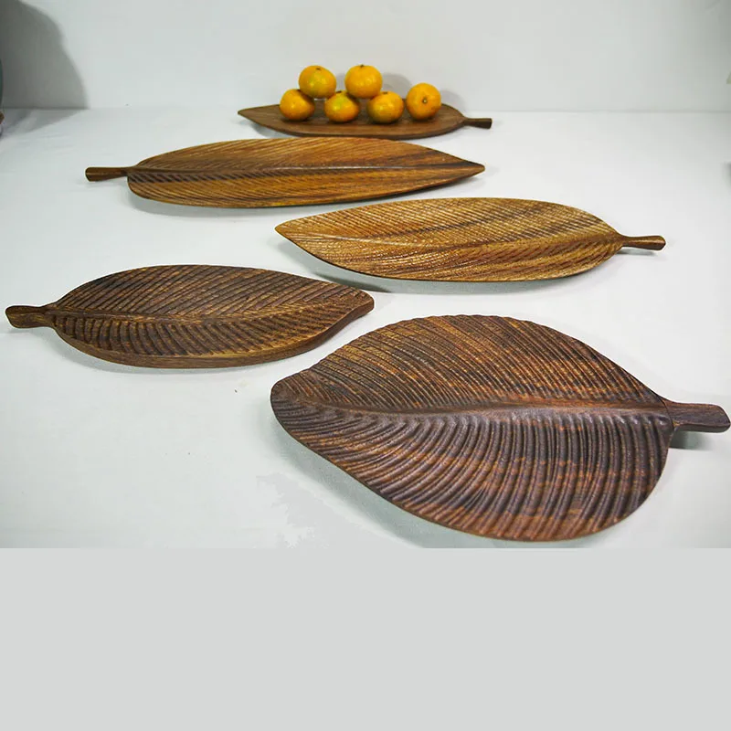 South American Walnut Plate Wood Tray Japanese Nordic Wood Fruit Tray New Chinese Snack Inventory Heart Plate Tea Tray