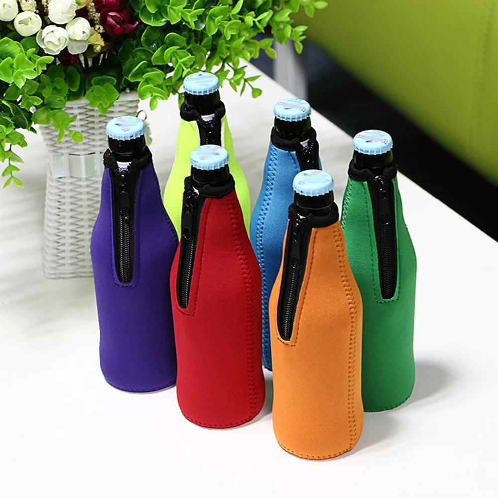 J1UL1N Beer Bottle Insulator Sleeve Keep Drink Cold,Zip-Up Bottle Jackets,Beer Bottle Cooler Sleeves,Neoprene Cover,5Pcs