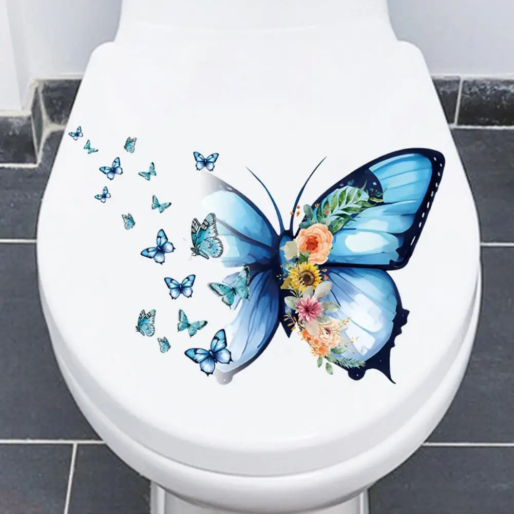 Toilet Lid Decal Waterproof Toilet Lid Sticker Strong Adhesive Easy-peel Butterfly Decal for Wall Decoration 3 Years of Seller