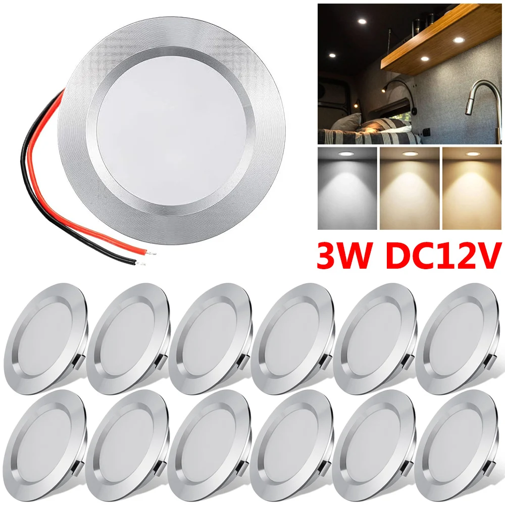 12V RV Interior Camper Reading Roof Lights Recessed LED Ceiling Lights Panel Motorhome RV Ceiling Lamp Caravan Boat Downlights