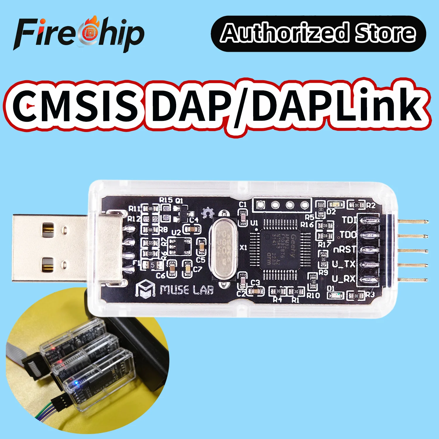 FireChip CMSIS-DAP/DAPLink 3.3/1.8V Debug Probe STM32 NRF51/52 ARM Cortex-M MCU JTAG/SWD/CDC Serial Port/Drag