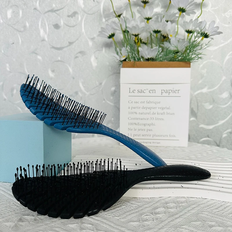 Leaf Shape Hollowing Out Hair Scalp Massage Comb Hairbrush Wet Curly Detangle Hair Brush for Salon Hairdressing Styling Tools