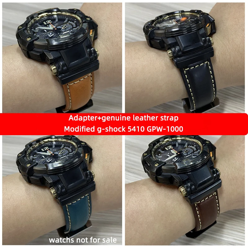 

GPW-1000 strap+adapter to 24mm strap for Casio g-shock 5410 GPW-1000 gpw1000 cowhide strap modification watch band with tool