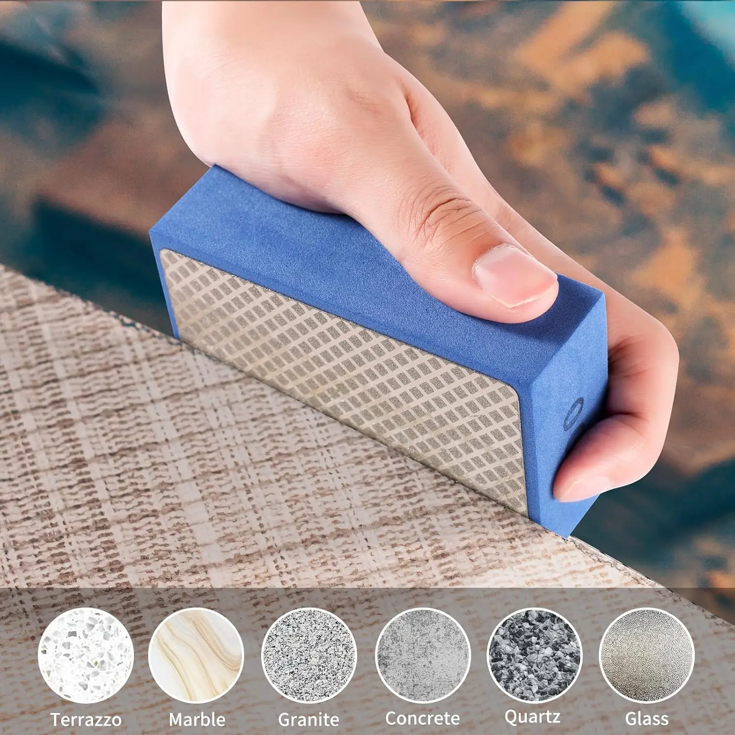 4er-Pack Diamant-Handpolierpads zum Schleifen von Keramik, Glas, Fliesen, Beton, Stein, Marmor, Granit, 60 #, 100 #,200 #,400 # Grieß – Detail 6