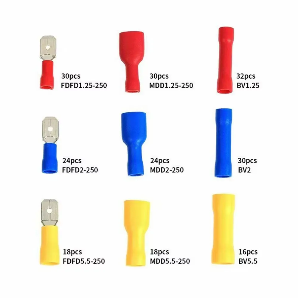 222-teiliges Set Spaten-Crimpklemmen, elektrische Kabelverbinder, vollständig isoliert, männlich/weiblich, sortiertes Kit, AWG 22-10/0,5-6,0 mm² – Detail 5
