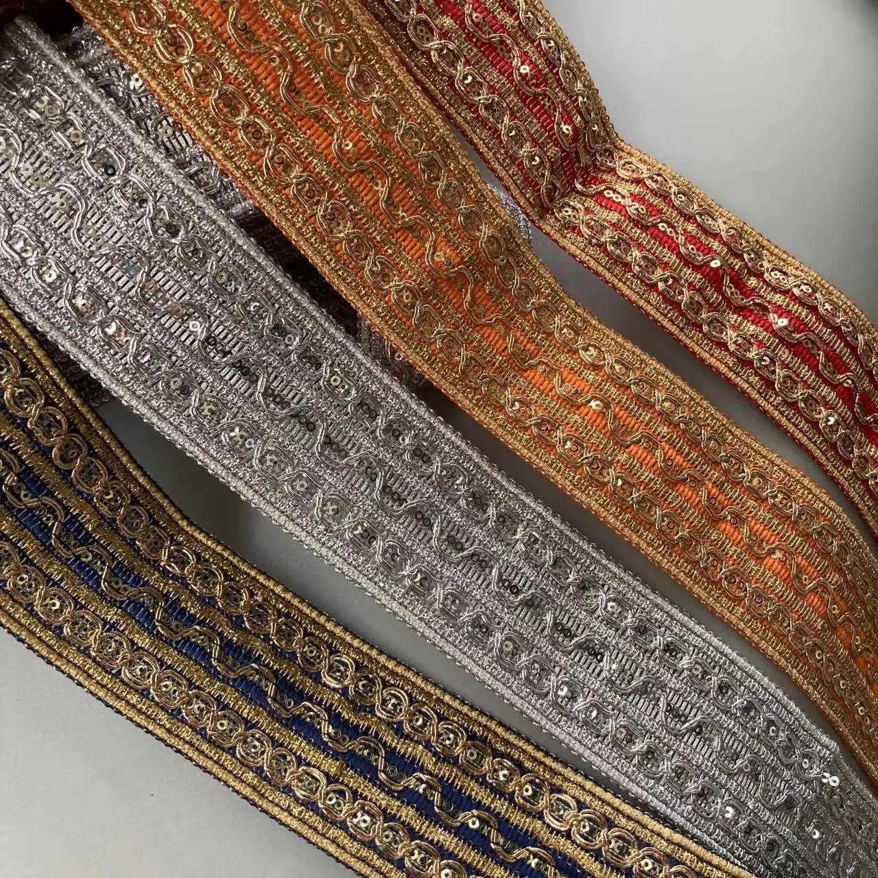 

1 Yards 5CM Lace Trim Ribbon Ethnic Clothing Thread Embroidery Sequin Fabric national wind jacquard webbing Accessories