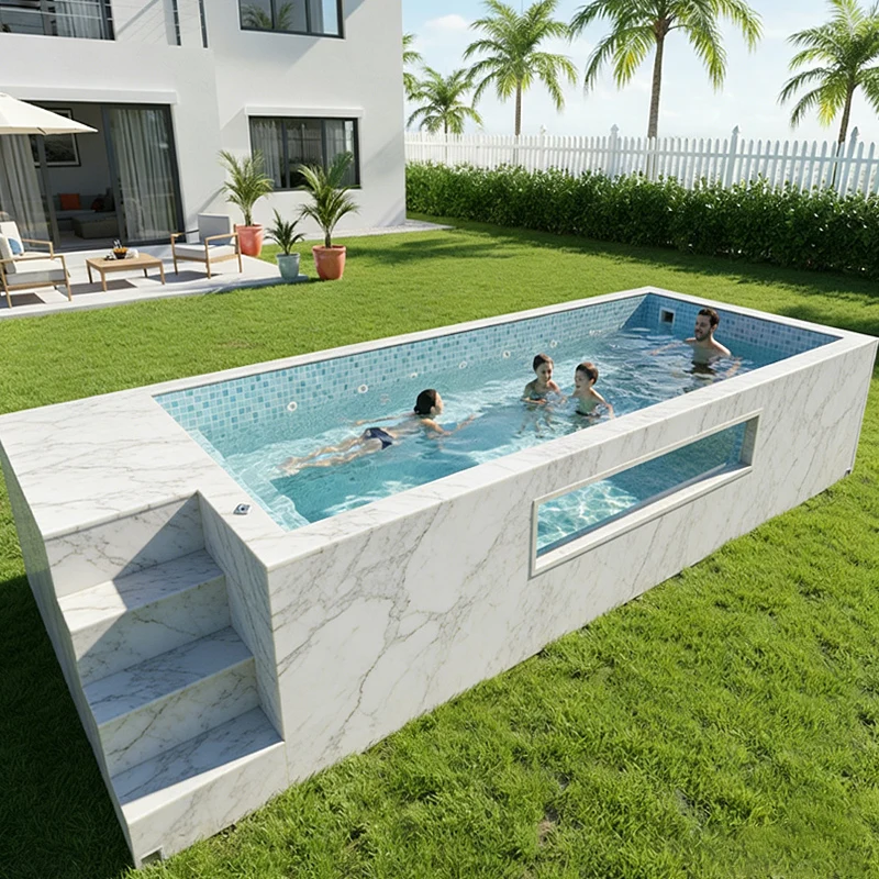 Luxus-Aufstellpool, Glasfenster, Dachgarten, Fiberglas-Schwimmbecken, Aufstell-Containerpool