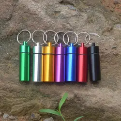 Mini Sealed Jar Keychain Screw Lid Pill Container Aluminum Alloy Waterproof Pill Box Mini Tablet Pill Storage Bottle Key Ring